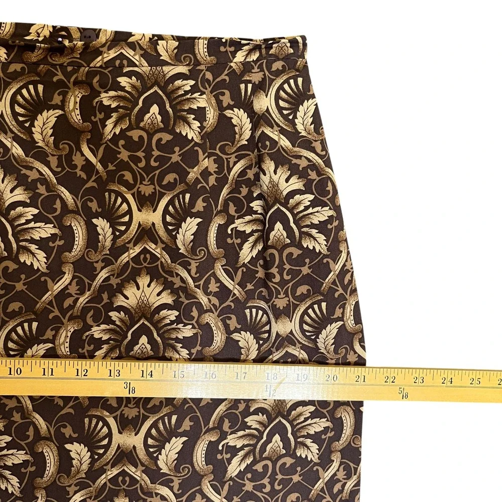 Talbots Silk Maxi Skirt 12 Brown Damask Baroque Regencycore VTG 90s Old Money